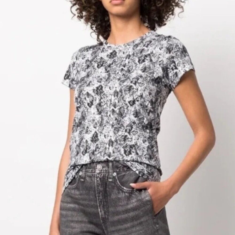 Like New! rag & bone women’s all-over Snakeskin The Slub Tee Organic Cotton  L